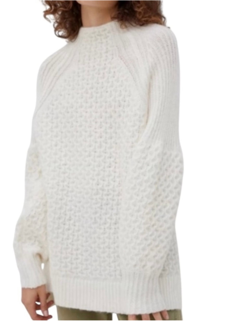 Anthropologie Bia Mock Neck Tunic Sweater Size Small Cream